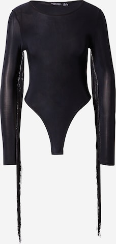 Nasty Gal Shirt bodysuit in Black: front