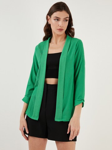 LELA Knit Cardigan in Green: front