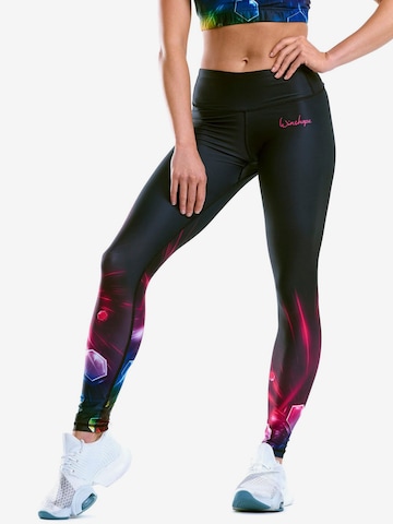 Skinny Pantalon de sport 'AEL102' Winshape en noir : devant