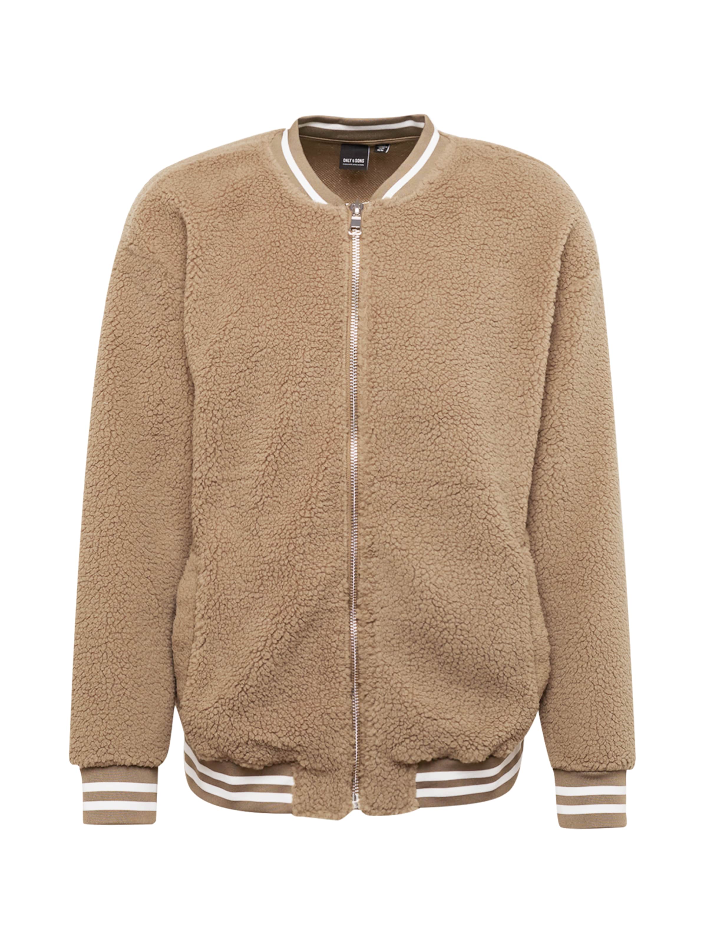 Only & Sons Vestes en maille 'KYLER' en XS en sable / blanc, Vue avec produit