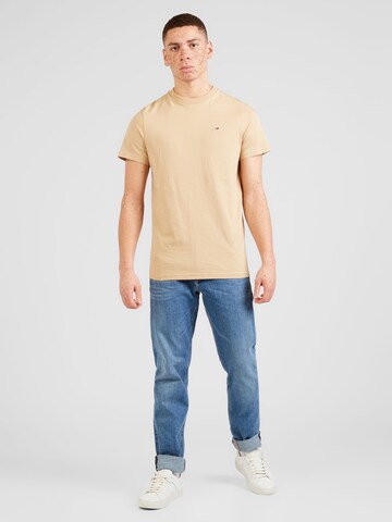 Tommy Jeans Regularny krój Koszulka w kolorze beżowy