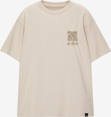 T-Shirt Pull&Bear en beige : devant