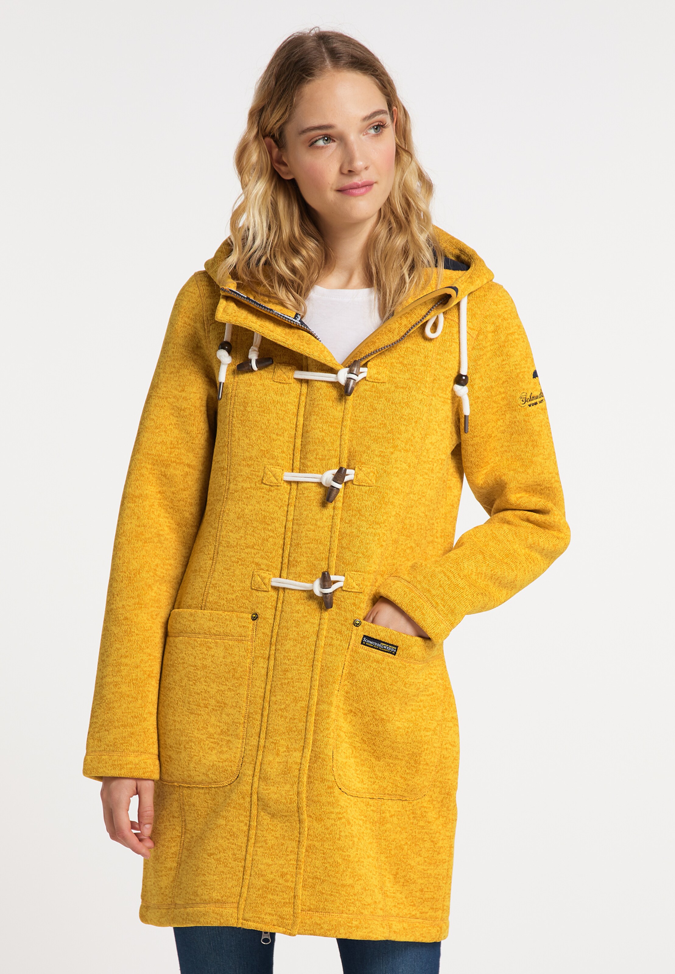 yellow toggle coat