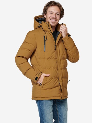 KOROSHI Zimní bunda – hnědá: přední strana