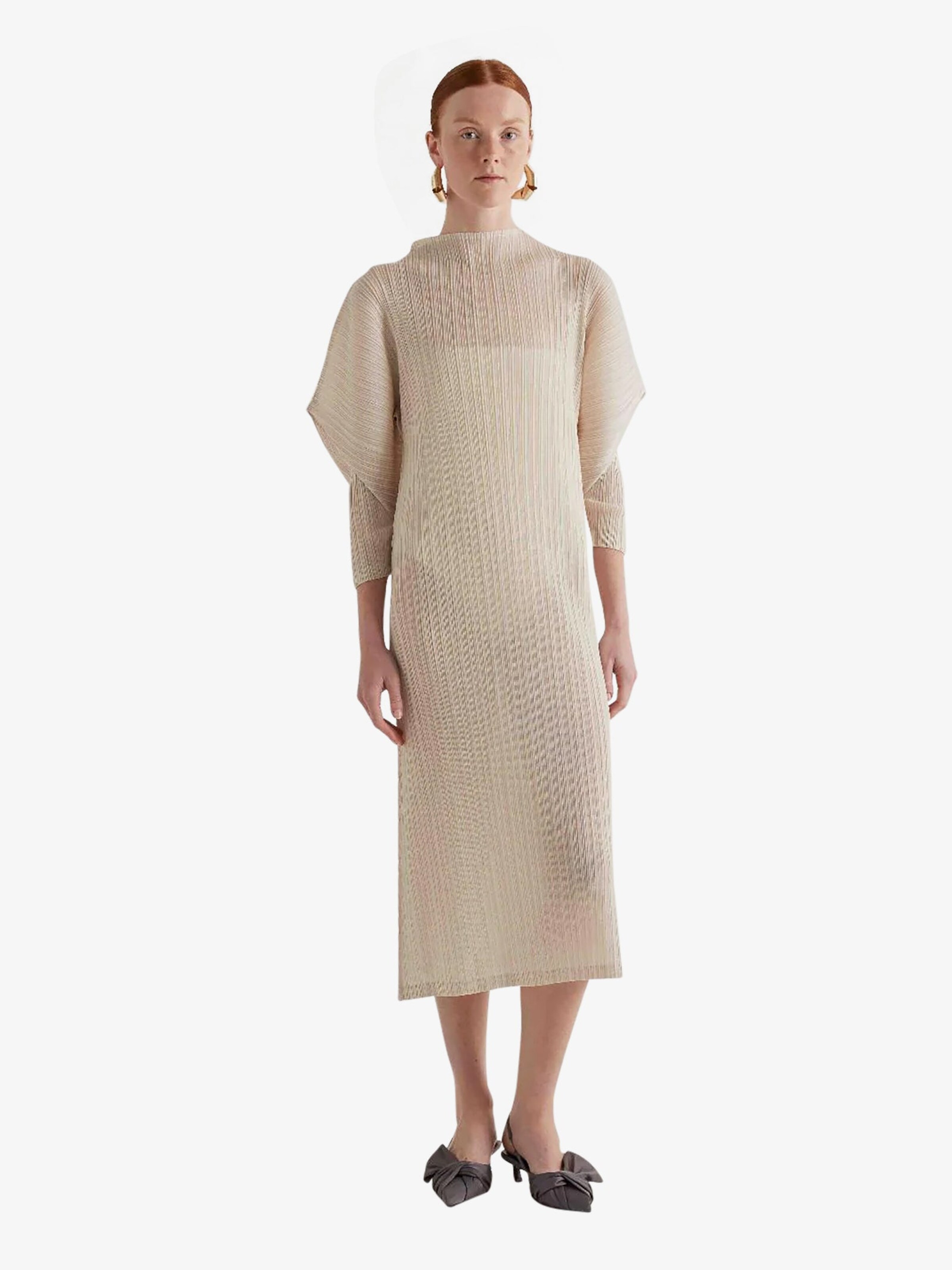 Meimeij - Vestido de verão em bege: frente