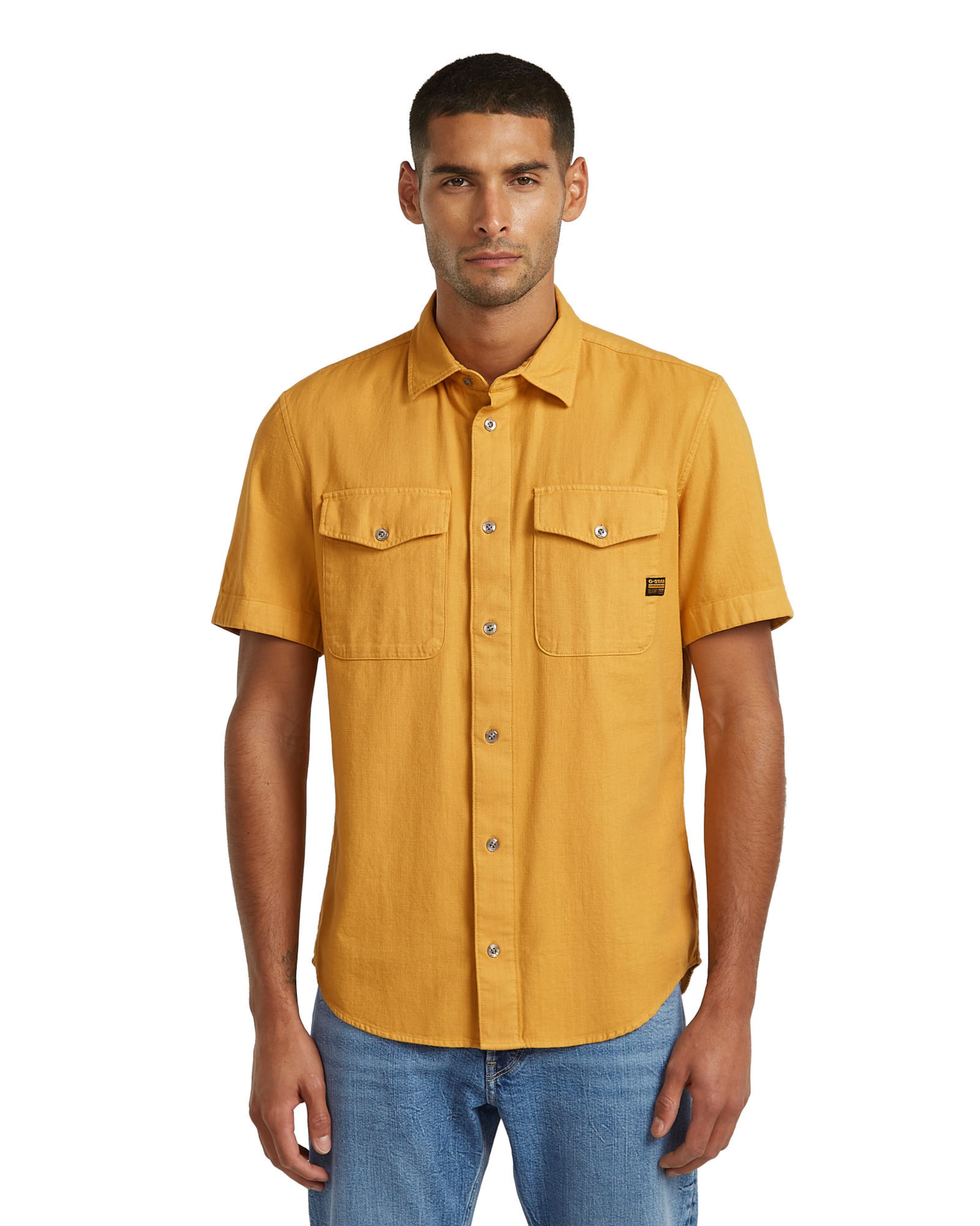 G-STAR Slim fit Overhemd 'Marine Slim Shirt' in Geel: voorkant