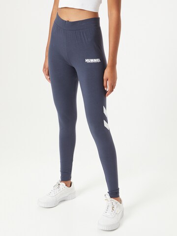 Hummel Skinny Workout Pants in Blue: front