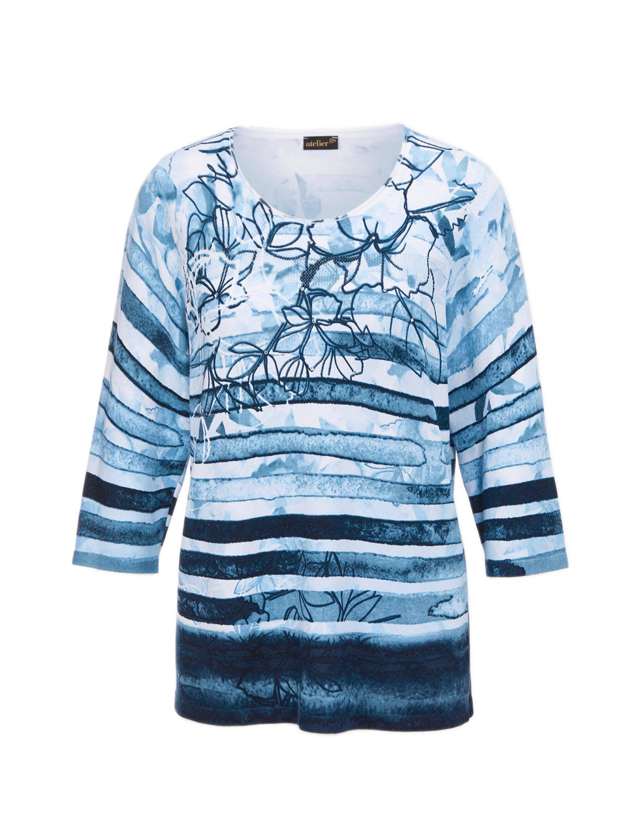 Goldner Pullover in Blau: Vorderseite