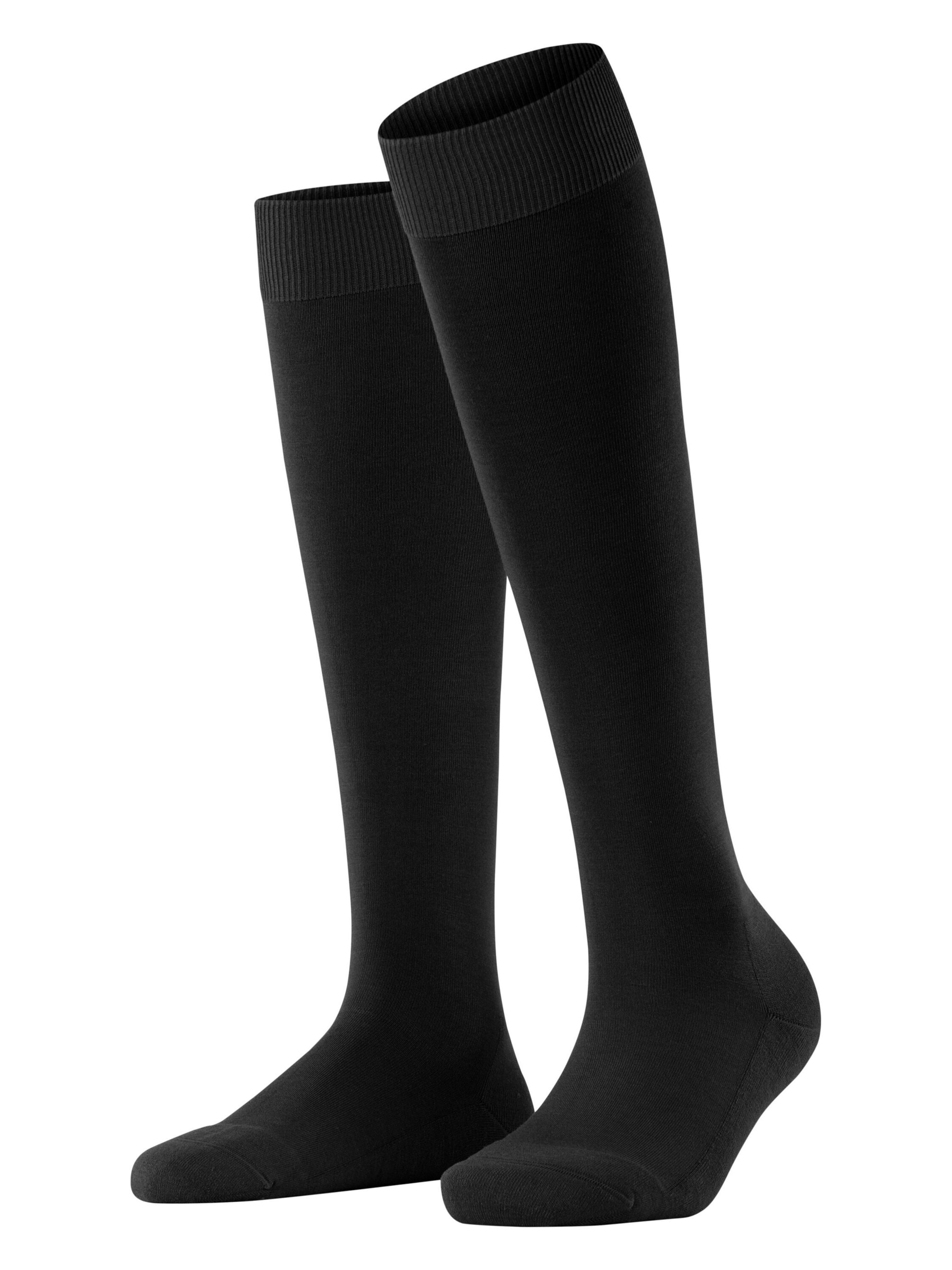 FALKE Knee High Socks 'ClimaWool' in Black: front