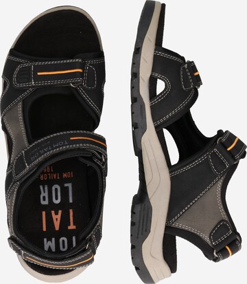 TOM TAILOR Pohodni sandali | črna barva