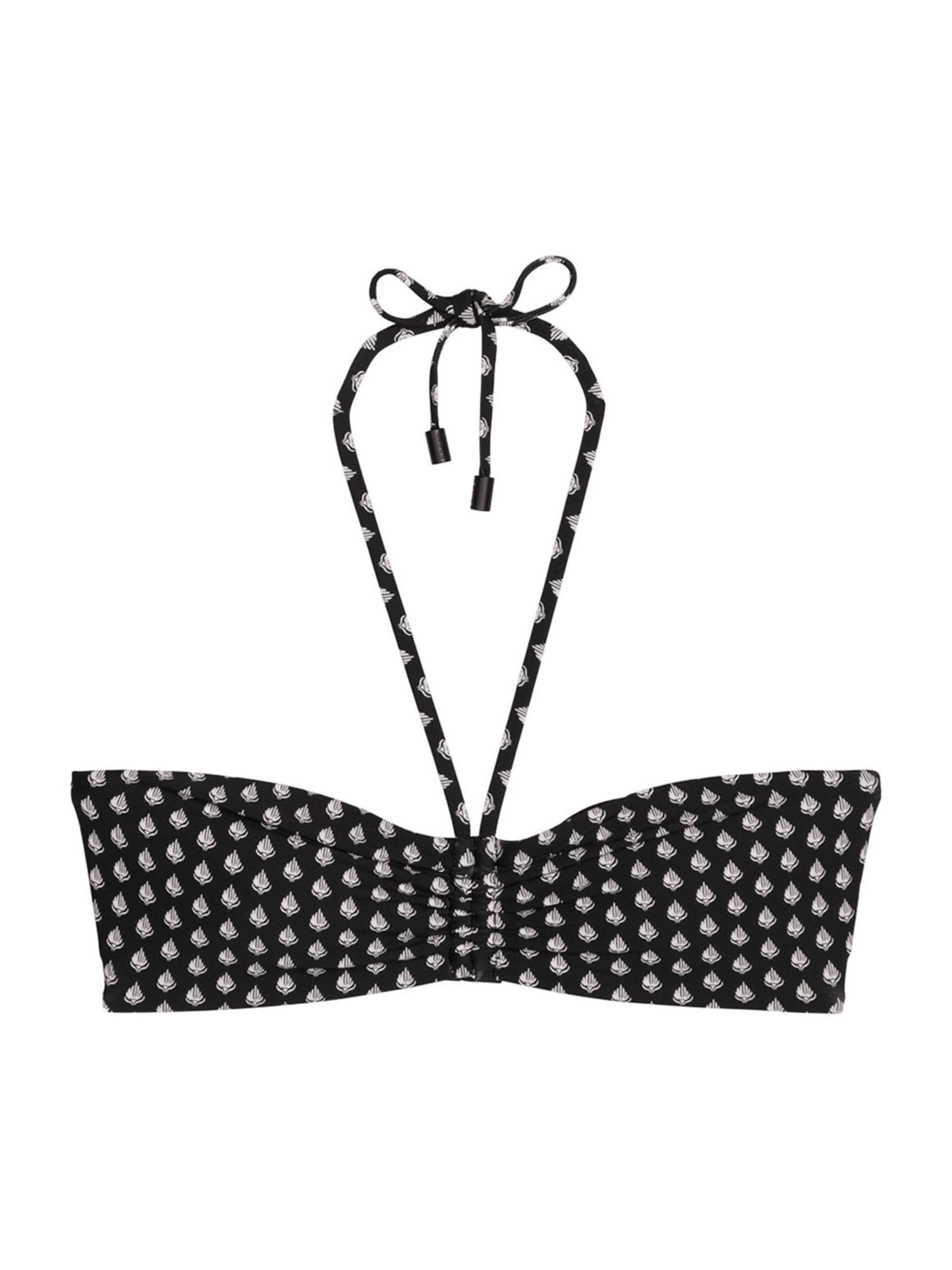 Marc O'Polo Bandeau Bikinitop ' Palm Border Geo ' in Zwart: voorkant