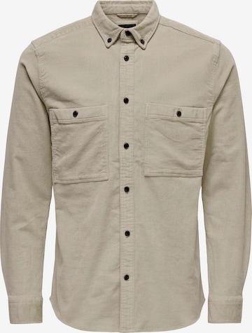 Only & Sons Button Up Shirt 'Terry' in Grey: front