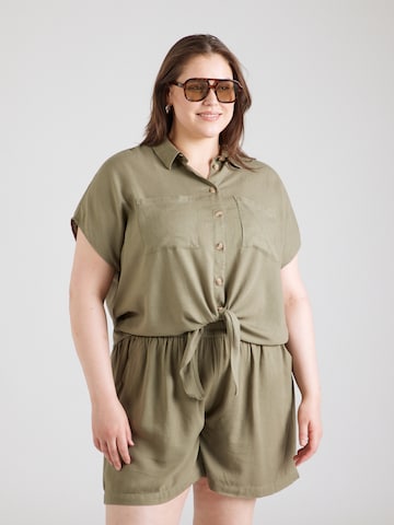 Camicia da donna 'PCPIA' di PIECES Curve in verde: frontale