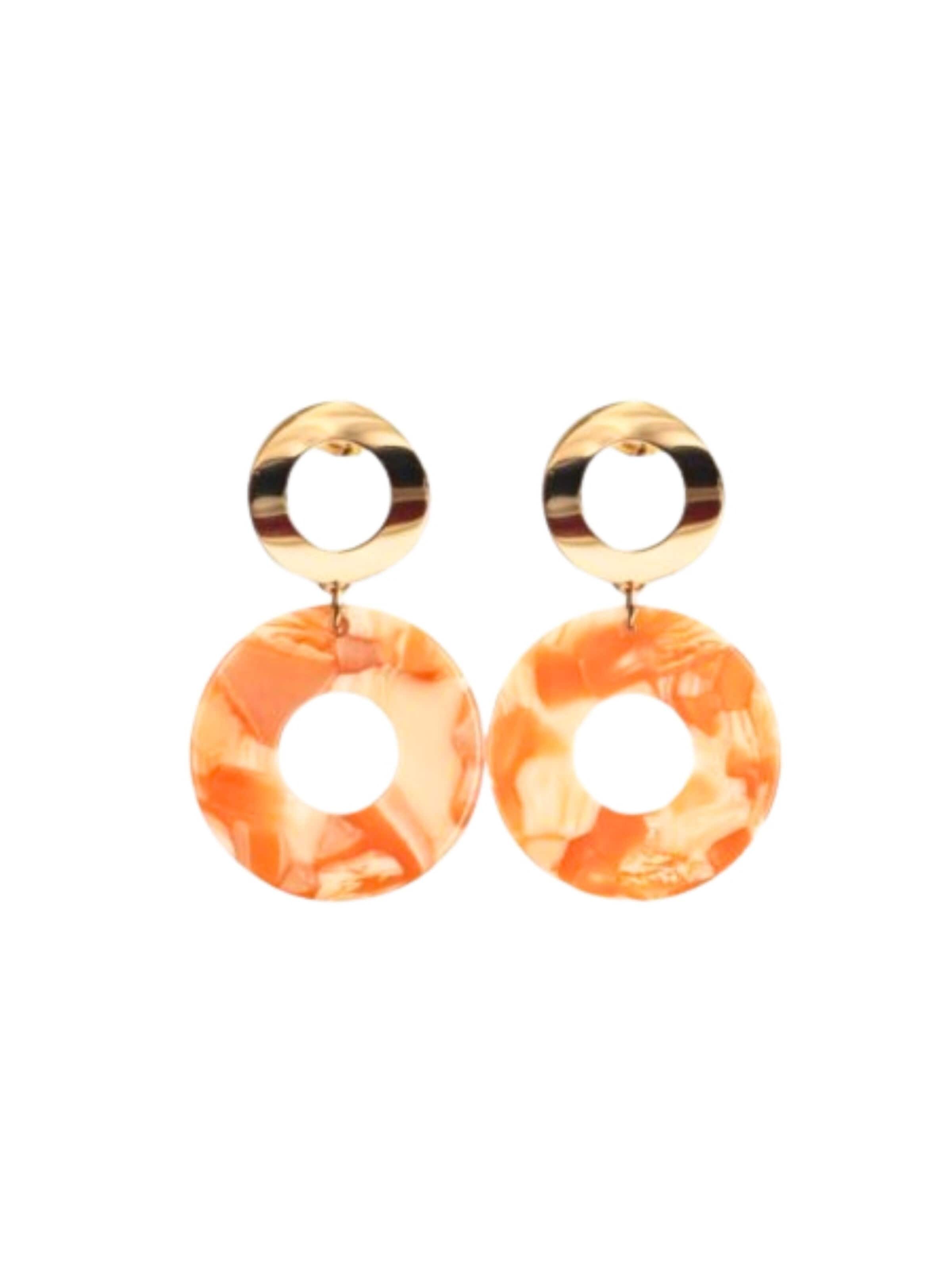 Fräulein Wunder Earrings 'Acetat Adua' in Orange: front