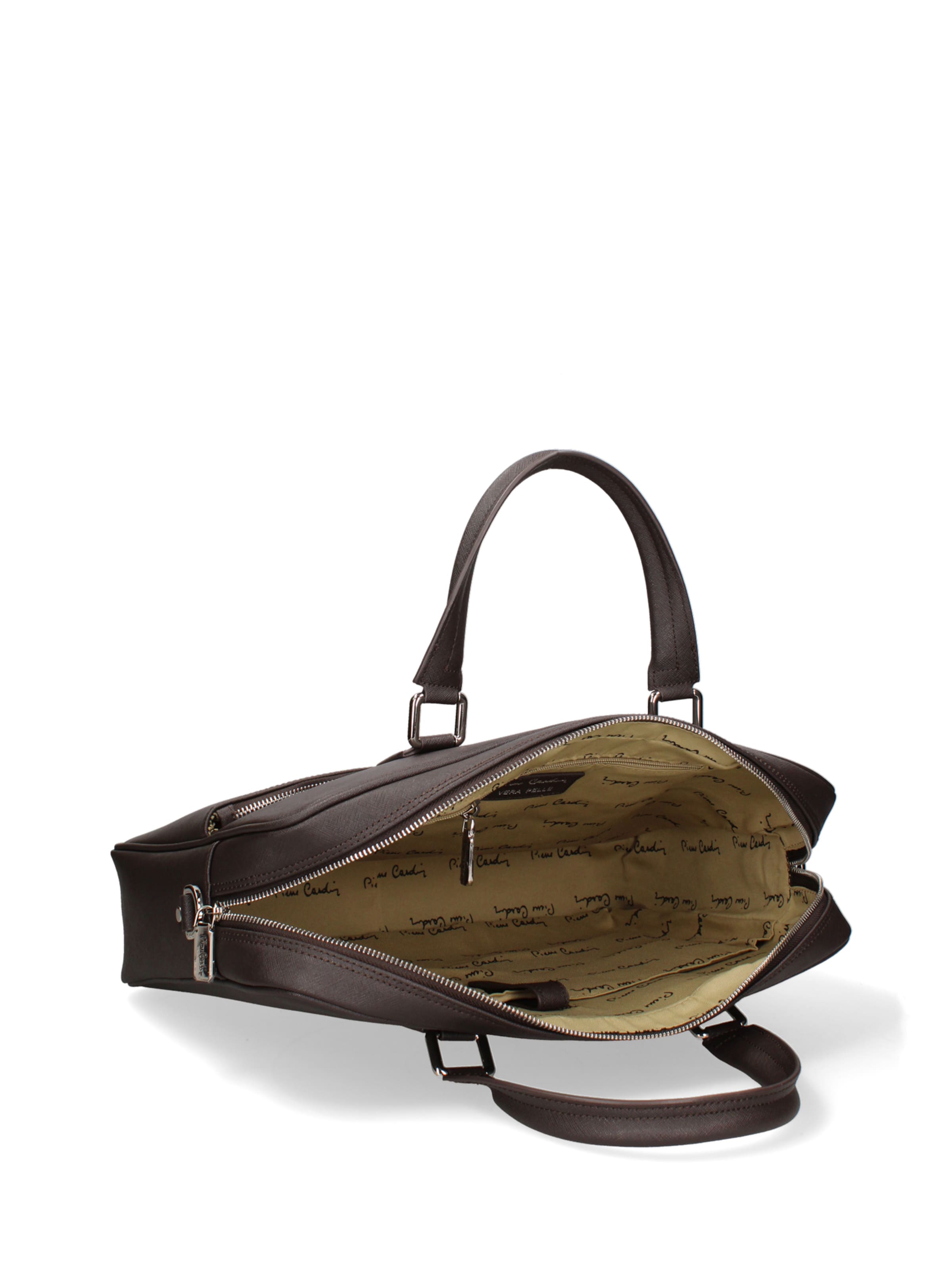 Valigetta ventiquattrore 'Borsa da Lavoro Pierre Cardin Vera Pelle con Zip' di PIERRE CARDIN in marrone