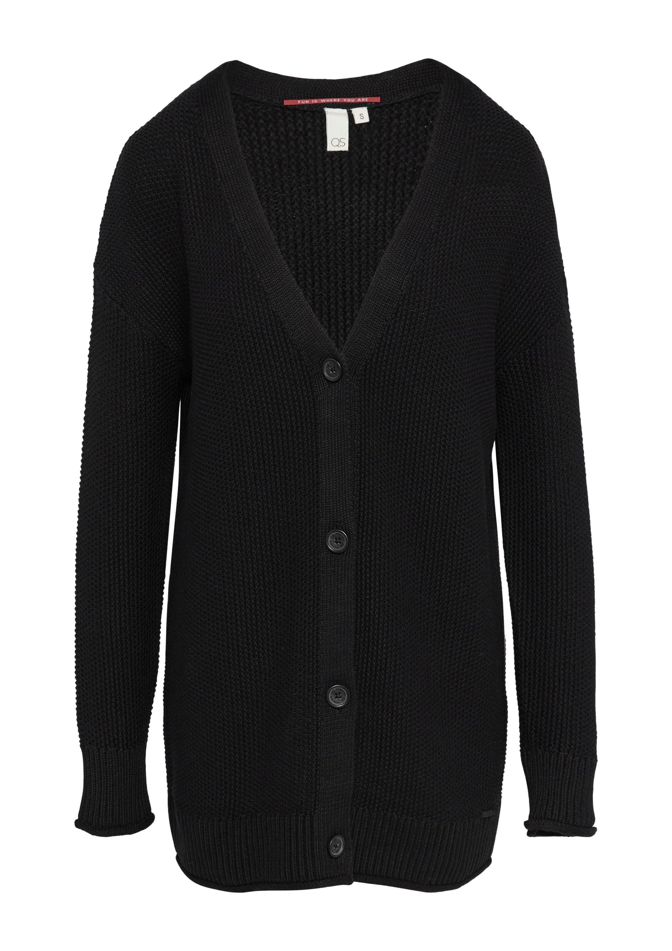 QS Gebreid vest in Zwart: voorkant