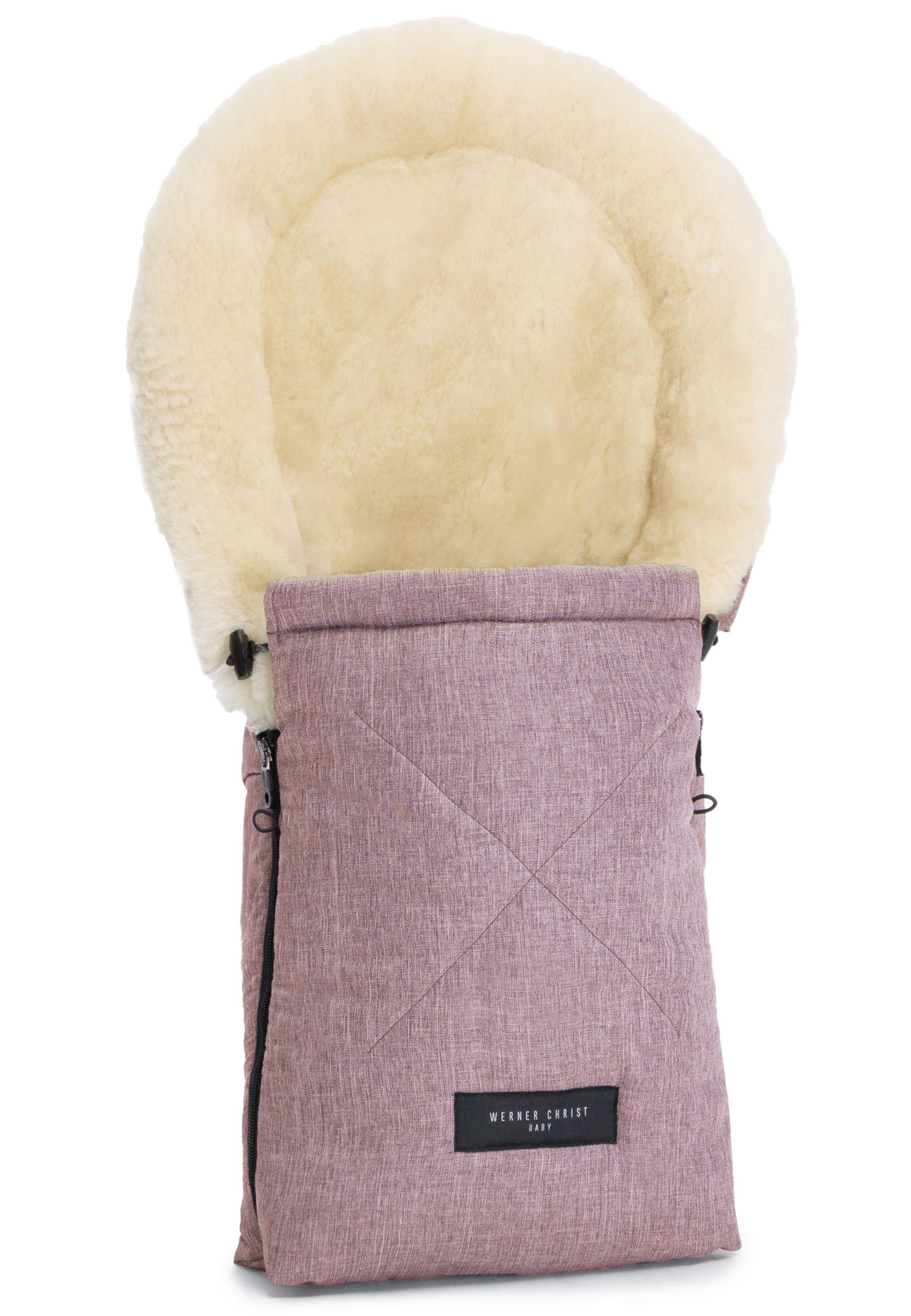 Werner Christ Baby Lammfellfußsack 'OSLO' in Lila: Vorderseite