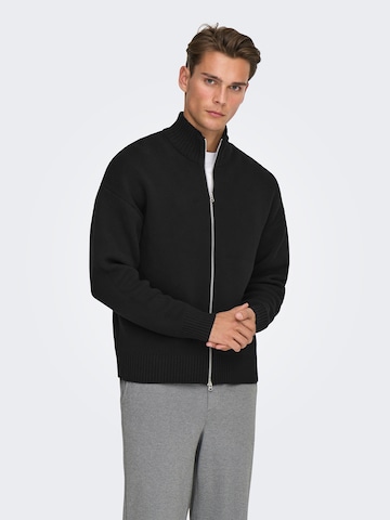 Only & Sons Knit Cardigan 'ONSBLAKE' in Black: front