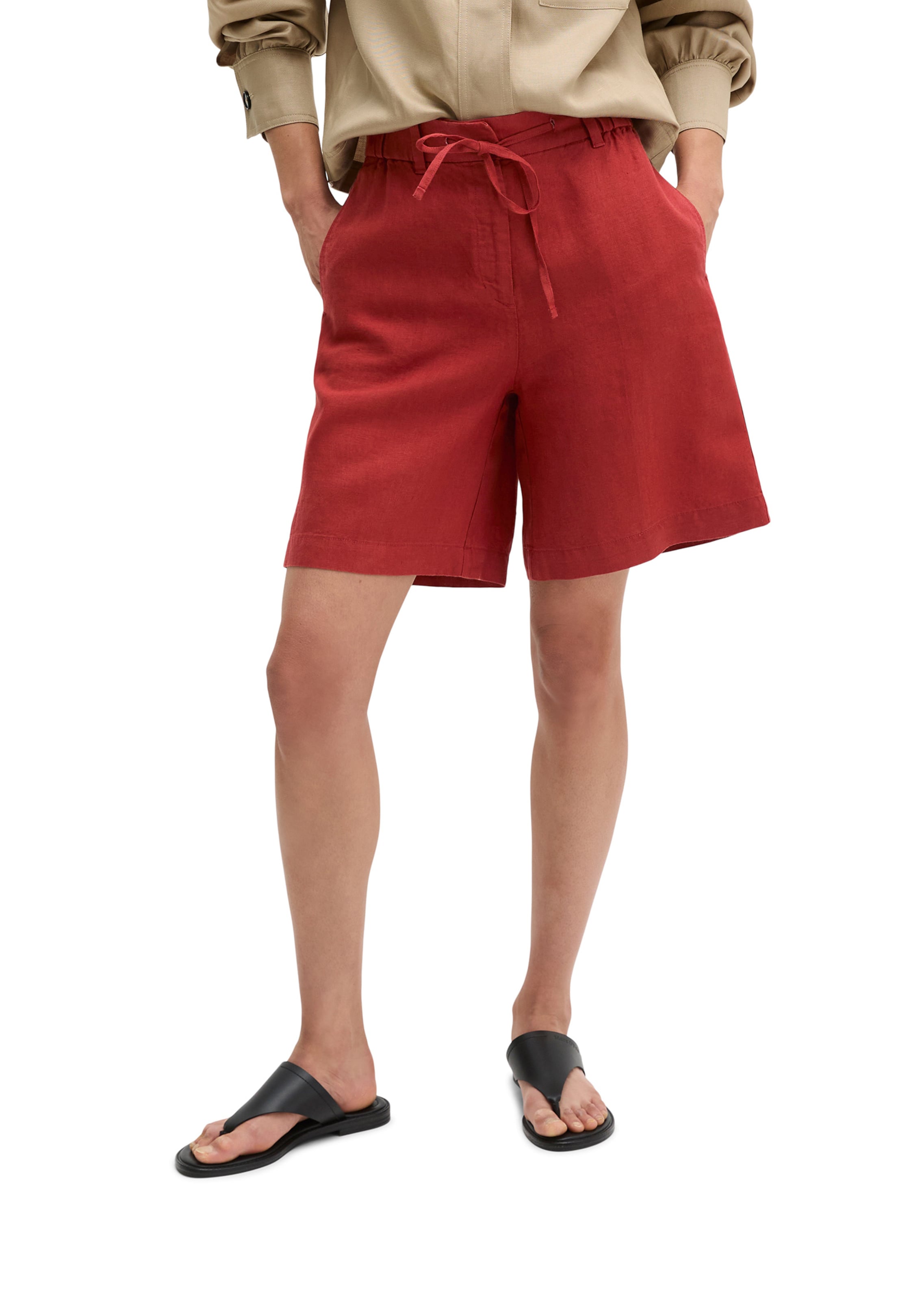 Marc O'Polo Loosefit Broek in Rood: voorkant