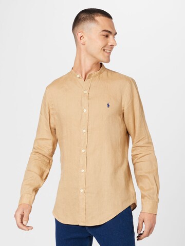 Polo Ralph Lauren Slim Fit Hemd in Beige: Vorderseite
