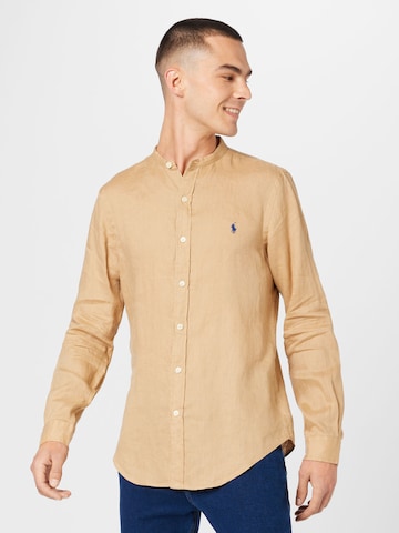 Coupe slim Chemise Polo Ralph Lauren en beige : devant