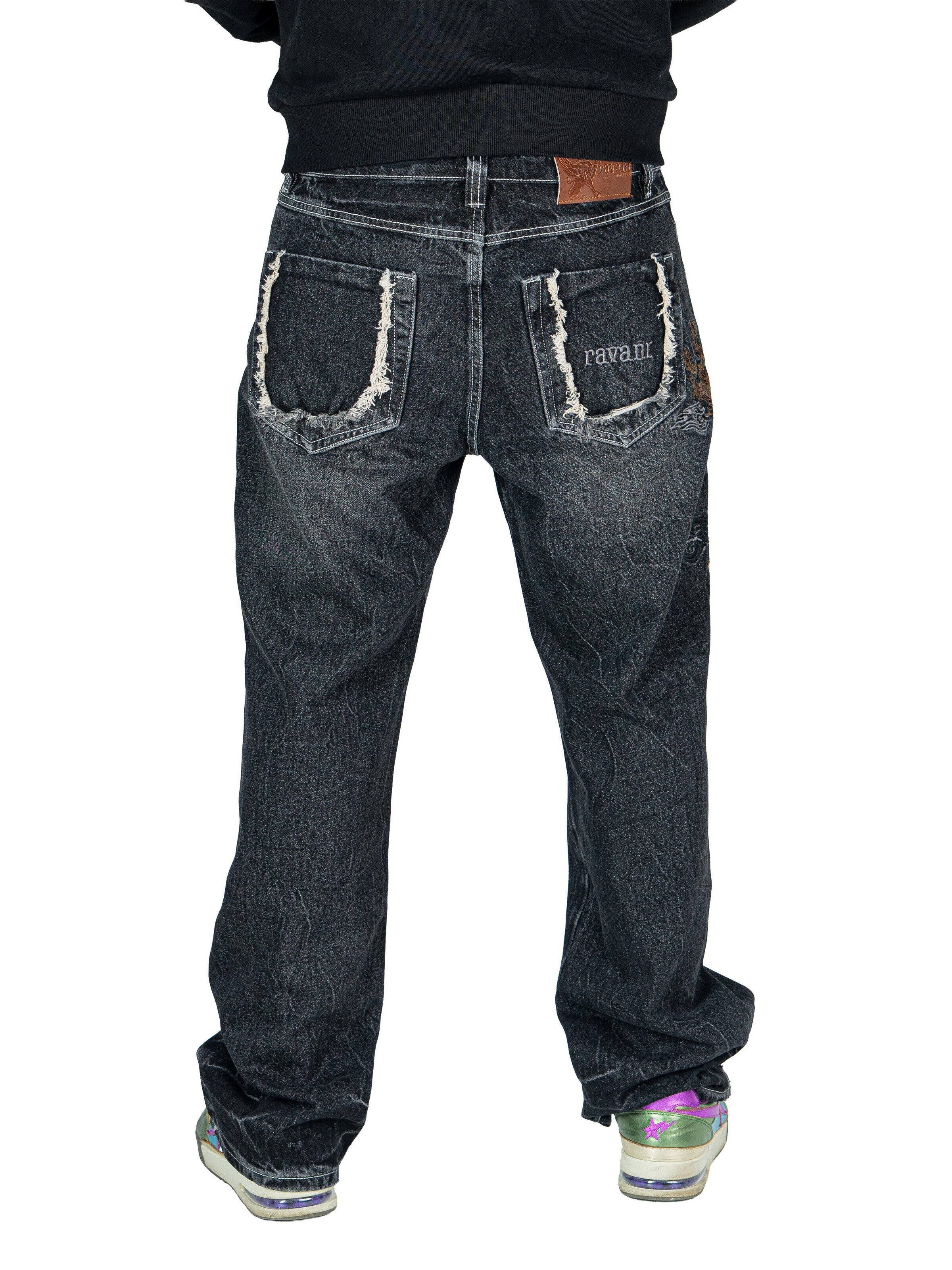 RVNI Berlin - Ropa ancha Vaquero 'Grey Japanese Style Phoenix Denim' en gris