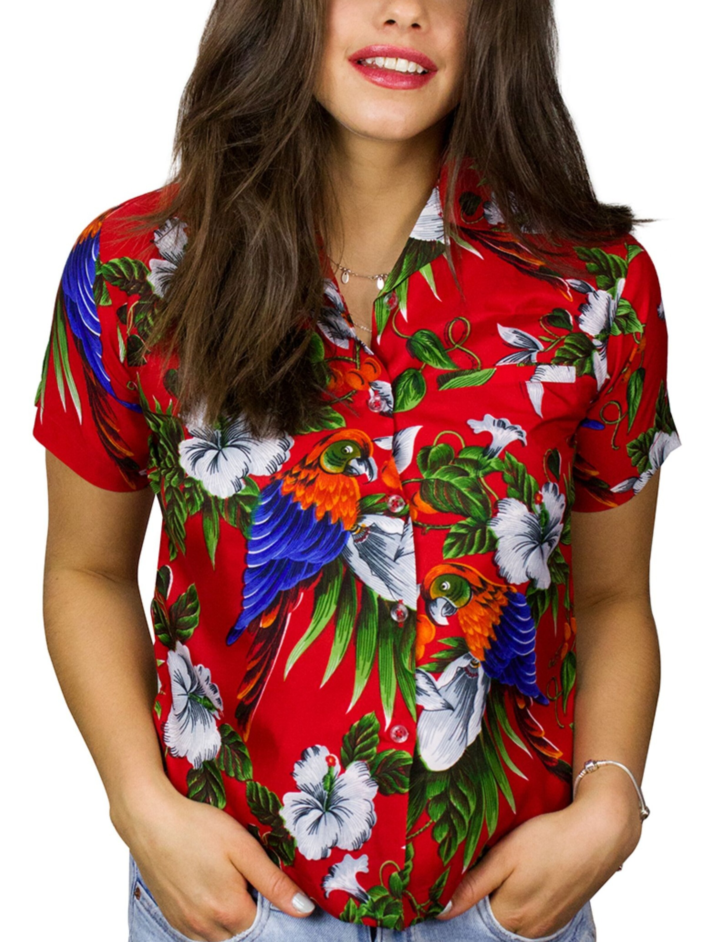 King Kameha Bluse 'Cherryparrot'‌‌‌ in Rot