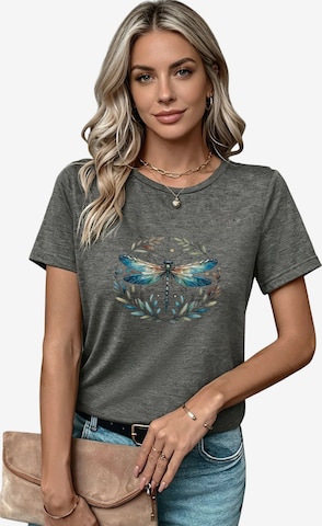 GORHEY Shirt 'Women's Summer Casual Color T-Shirt with Dragonfly Print' in Grau: Vorderseite