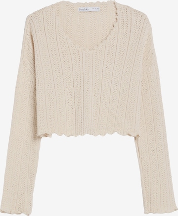 Pull-over Bershka en beige : devant