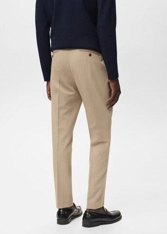 MANGO MAN Slim fit Pleat-Front Pants 'Stanford' in Beige