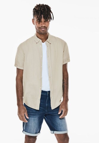 Street One MEN Regular fit Button Up Shirt in Beige: front