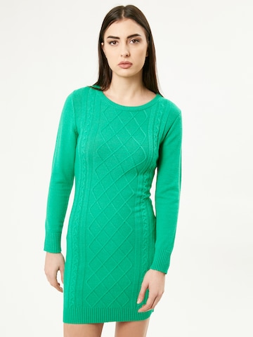 Influencer - Vestido de malha em verde: frente