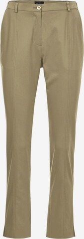 Goldner Regular Pleated Pants 'Anna' in Green: front