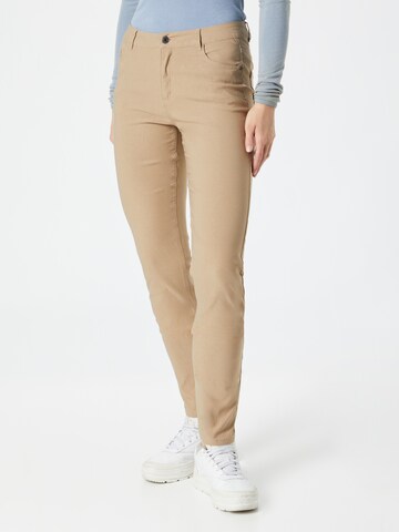 Coupe slim Pantalon 'ADINA' Freequent en beige : devant