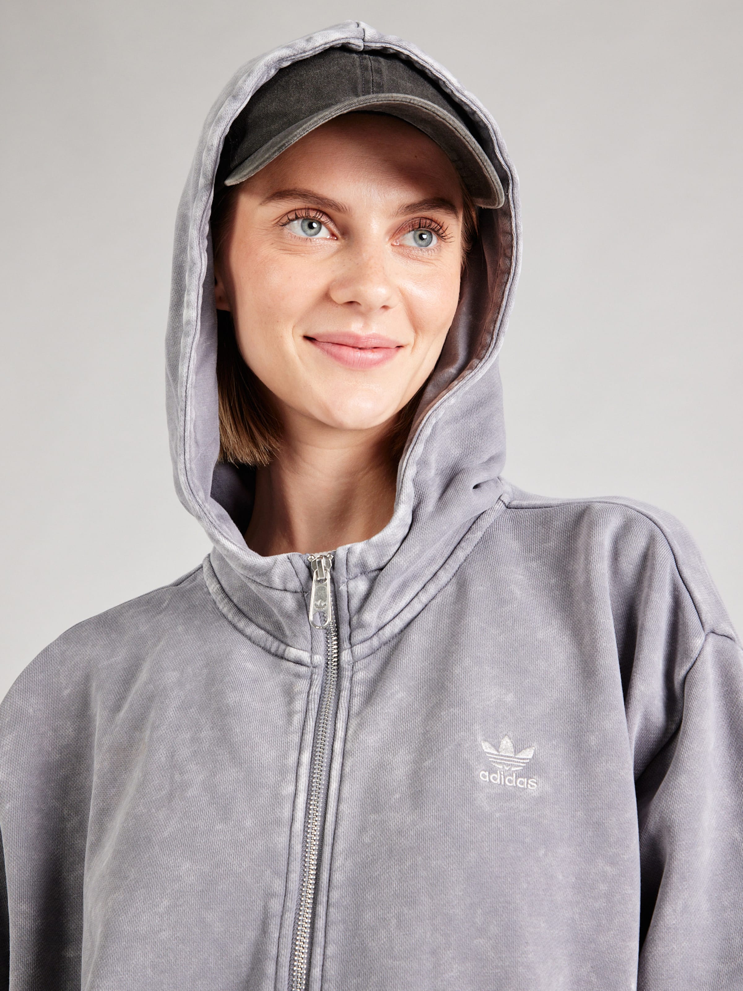 Adidas originals grey zip hoodie hotsell