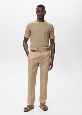 MANGO MAN Regular Pleated Pants 'Salve' in Beige