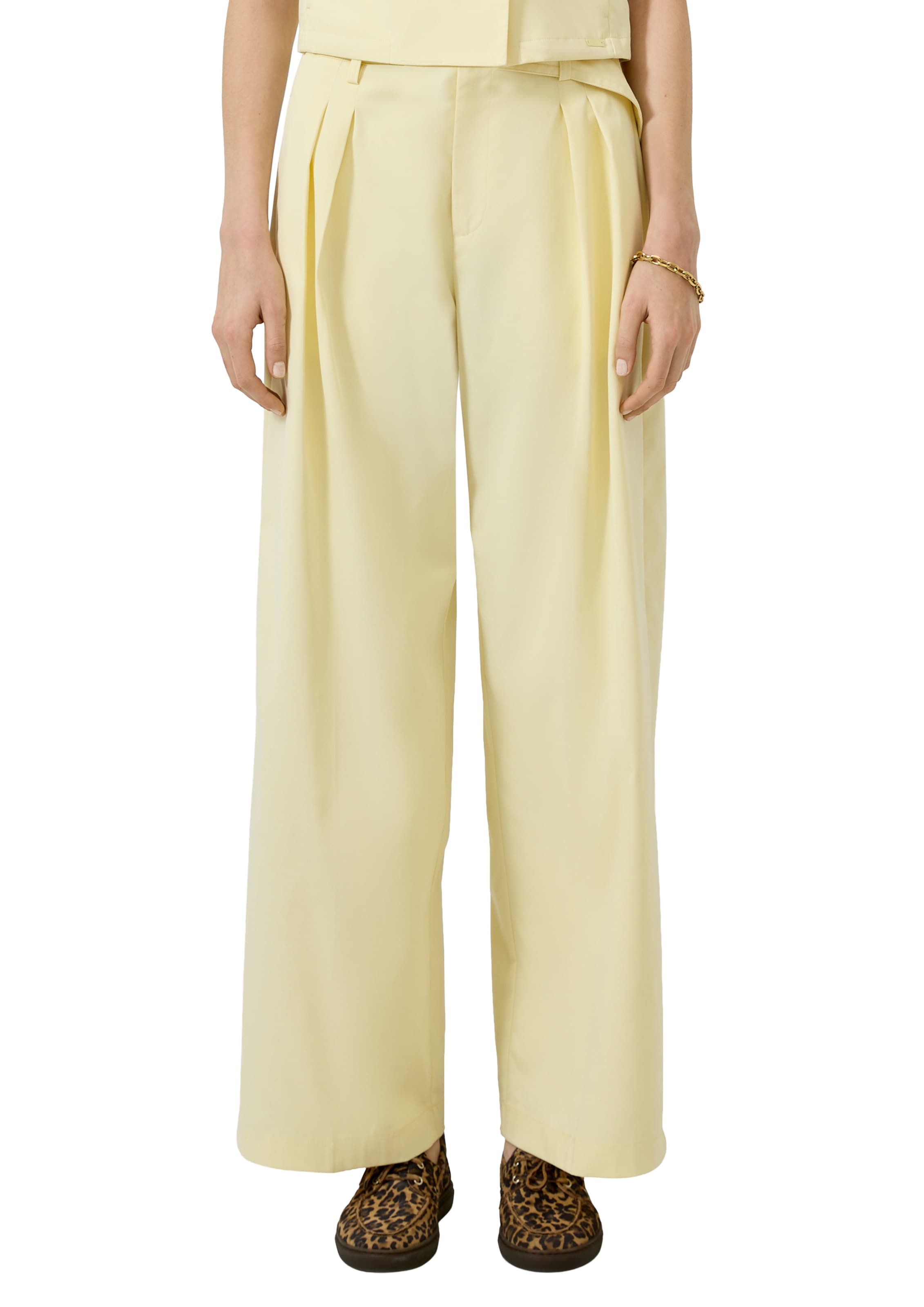 QS Wide Leg Hose in Gelb: Vorderseite