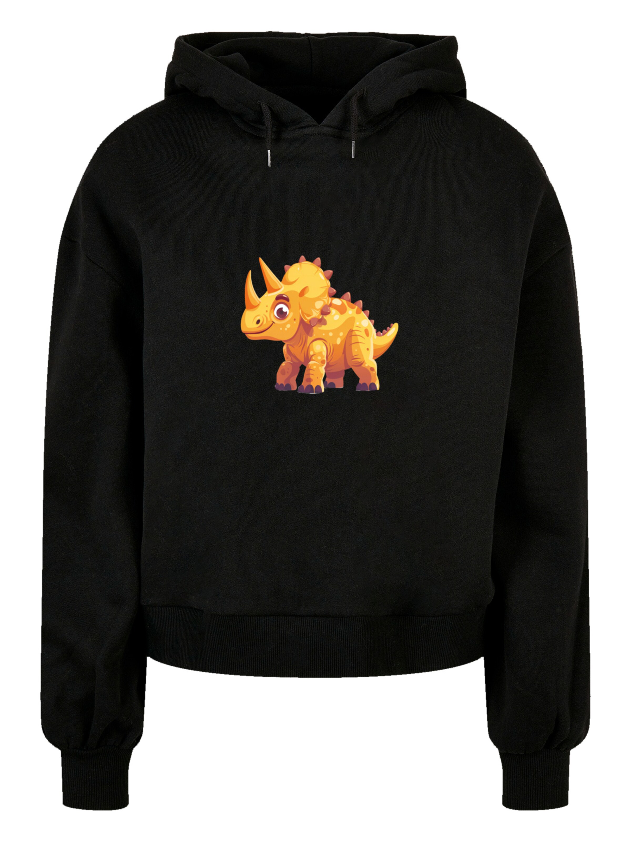 F4NT4STIC Sweatshirt 'Cute Triceratops Dinosaur Toy' in Zwart: voorkant