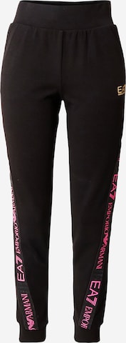 EA7 Emporio Armani Tapered Workout Pants in Black: front