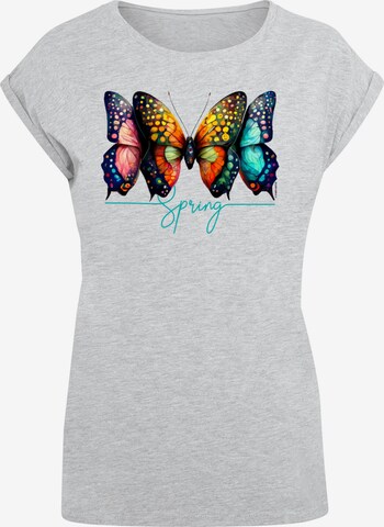 F4NT4STIC Shirt 'Schmetterling Illusion' in Grijs: voorkant