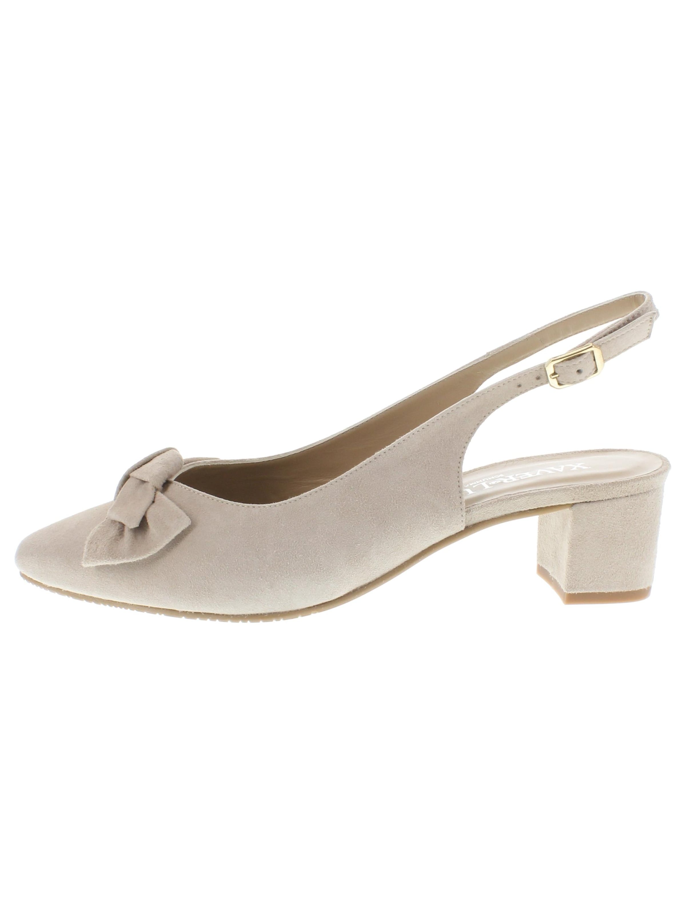XAVER LUIS Schuhmanufaktur Slingback Pumps 'ISAR' in Beige: front