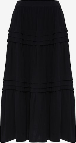 Gonna di Tussah in nero: frontale