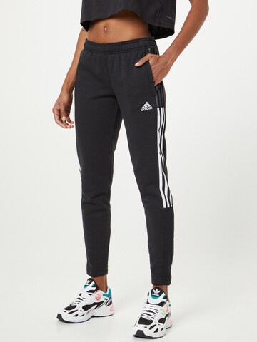 ADIDAS SPORTSWEAR Дънки Tapered Leg Спортен панталон 'Tiro 21 Sweat' в черно: отпред