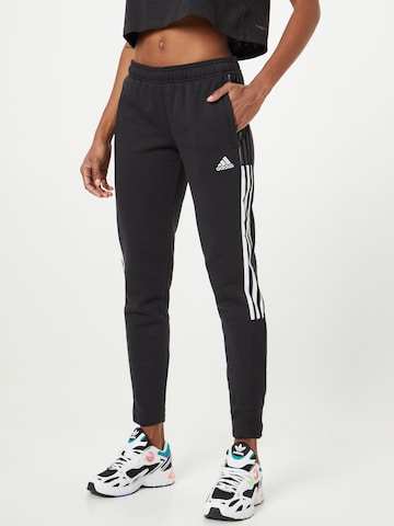 Tapered Pantaloni sport 'Tiro 21 Sweat' de la ADIDAS SPORTSWEAR pe negru: față