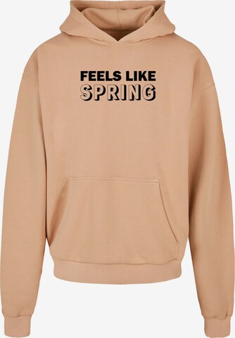 Merchcode Sweatshirt 'Spring - Feels like' in Beige: predná strana