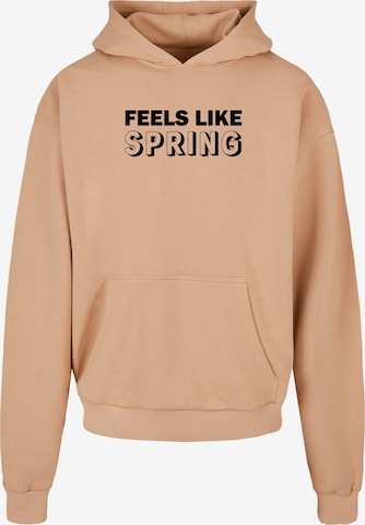 Merchcode Sweatshirt 'Spring - Feels like' in Beige: voorkant