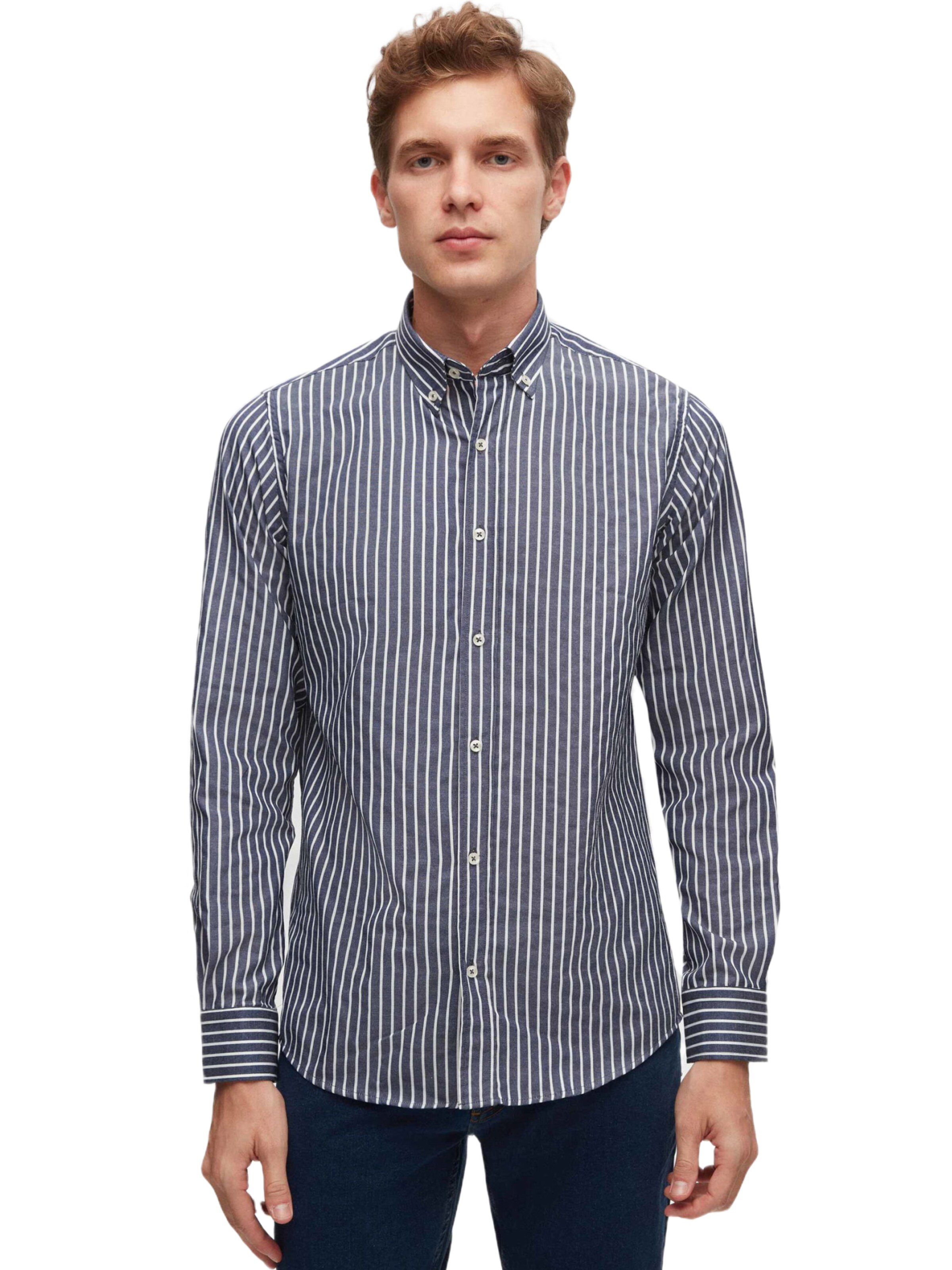 D’S Damat Regular fit Overhemd in Blauw: voorkant