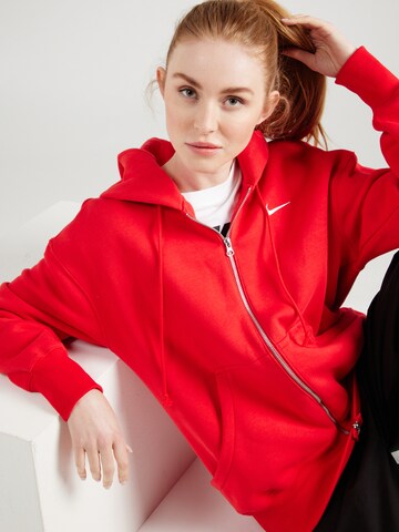 Nike Sportswear Zip-Up Hoodie 'PHNX FLC' in Red