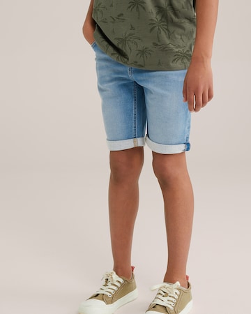 WE Fashion Слим Джинсы в Синий: спереди