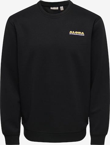 Only & SonsSweater majica 'ONSLUCCA ALOHA' - crna boja: prednji dio